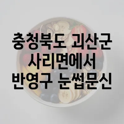 충청북도 괴산군 사리면에서 반영구 눈썹문신