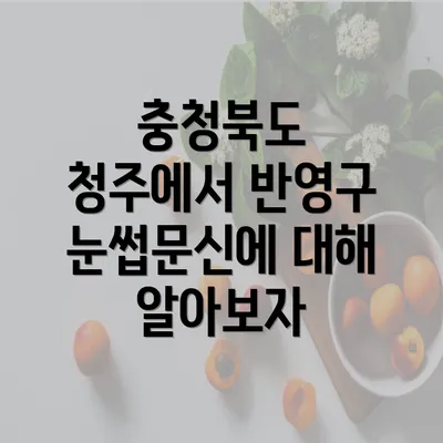 충청북도 청주에서 반영구 눈썹문신에 대해 알아보자