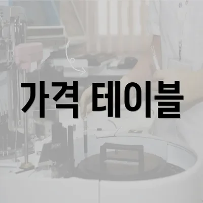 가격 테이블