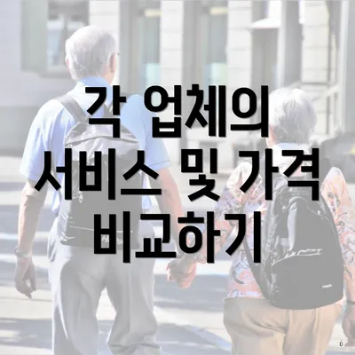 각 업체의 서비스 및 가격 비교하기