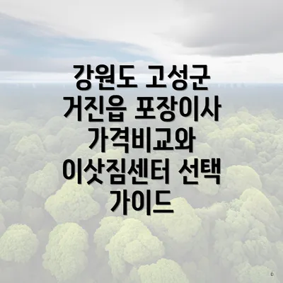 강원도 고성군 거진읍 포장이사 가격비교와 이삿짐센터 선택 가이드