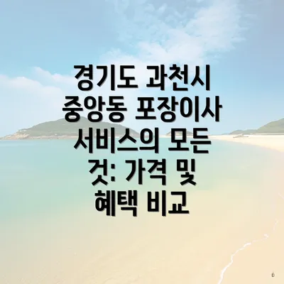 경기도 과천시 중앙동 포장이사 서비스의 모든 것: 가격 및 혜택 비교