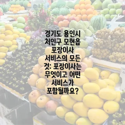 경기도 용인시 처인구 모현읍 포장이사 서비스의 모든 것: 포장이사는 무엇이고 어떤 서비스가 포함될까요?