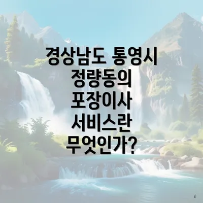 경상남도 통영시 정량동의 포장이사 서비스란 무엇인가?