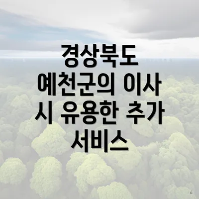 경상북도 예천군의 이사 시 유용한 추가 서비스