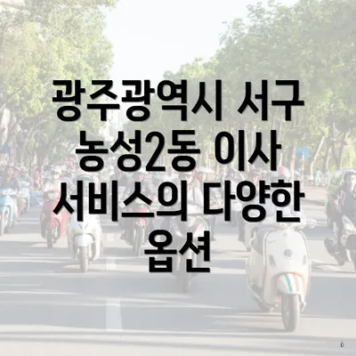 광주광역시 서구 농성2동 이사 서비스의 다양한 옵션