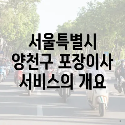 서울특별시 양천구 포장이사 서비스의 개요