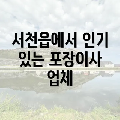 서천읍에서 인기 있는 포장이사 업체