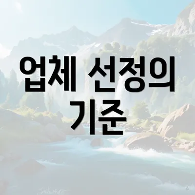 업체 선정의 기준