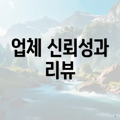 업체 신뢰성과 리뷰