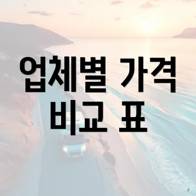 업체별 가격 비교 표