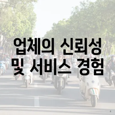 업체의 신뢰성 및 서비스 경험