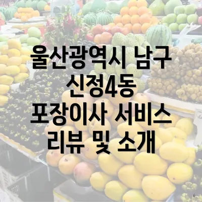 울산광역시 남구 신정4동 포장이사 서비스 리뷰 및 소개