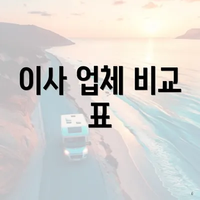 이사 업체 비교 표