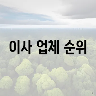 이사 업체 순위