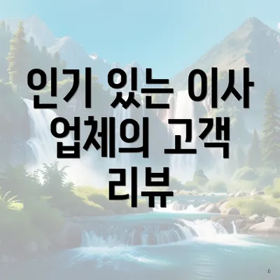 인기 있는 이사 업체의 고객 리뷰