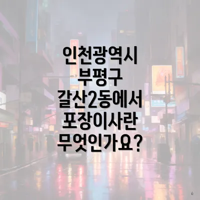 인천광역시 부평구 갈산2동에서 포장이사란 무엇인가요?