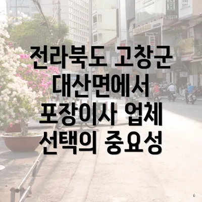 전라북도 고창군 대산면에서 포장이사 업체 선택의 중요성