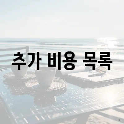 추가 비용 목록