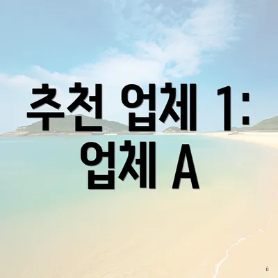 추천 업체 1: 업체 A