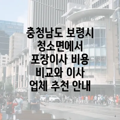 충청남도 보령시 청소면에서 포장이사 비용 비교와 이사 업체 추천 안내