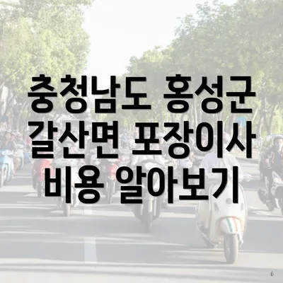 충청남도 홍성군 갈산면 포장이사 비용 알아보기