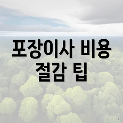 포장이사 비용 절감 팁