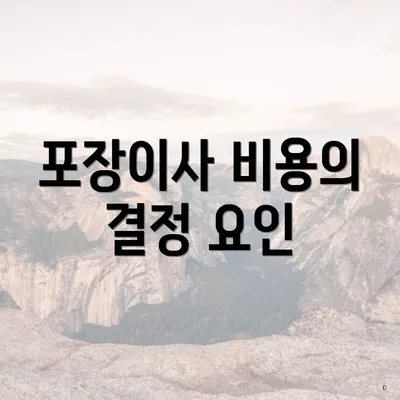 포장이사 비용의 결정 요인