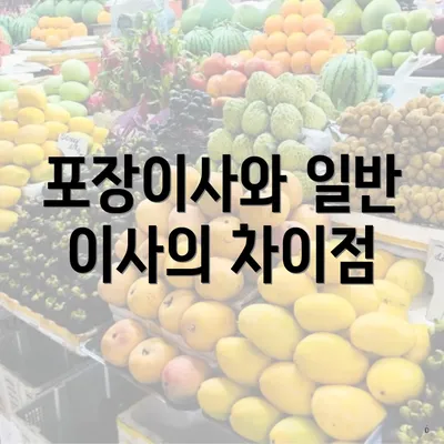 포장이사와 일반 이사의 차이점