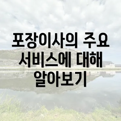 포장이사의 주요 서비스에 대해 알아보기