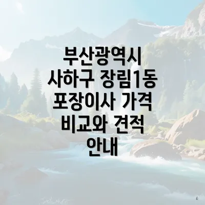 부산광역시 사하구 장림1동 포장이사 가격 비교와 견적 안내