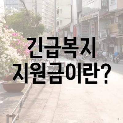 긴급복지 지원금이란?
