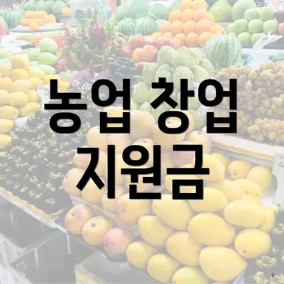농업 창업 지원금