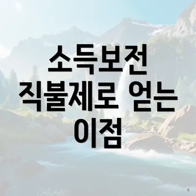 소득보전 직불제로 얻는 이점
