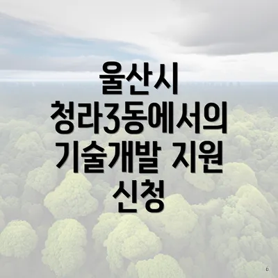 울산시 청라3동에서의 기술개발 지원 신청