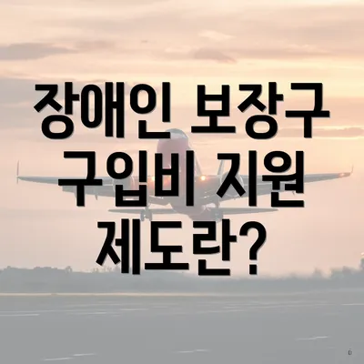 장애인 보장구 구입비 지원 제도란?