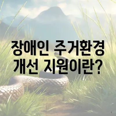 장애인 주거환경 개선 지원이란?