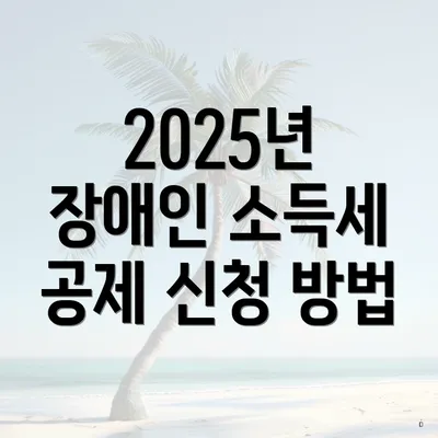 2025년 장애인 소득세 공제 신청 방법