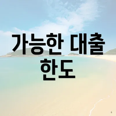 가능한 대출 한도