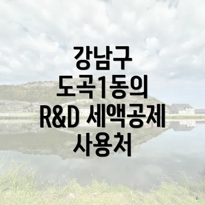 강남구 도곡1동의 R&D 세액공제 사용처