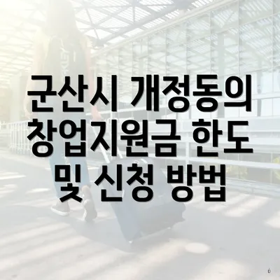 군산시 개정동의 창업지원금 한도 및 신청 방법