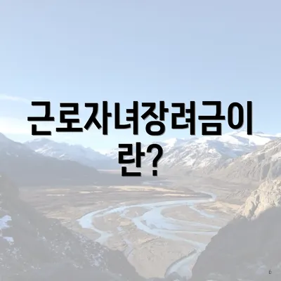 근로자녀장려금이란?