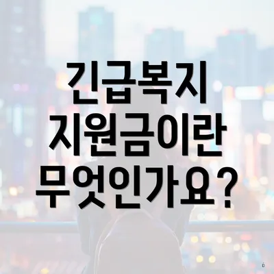 긴급복지 지원금이란 무엇인가요?