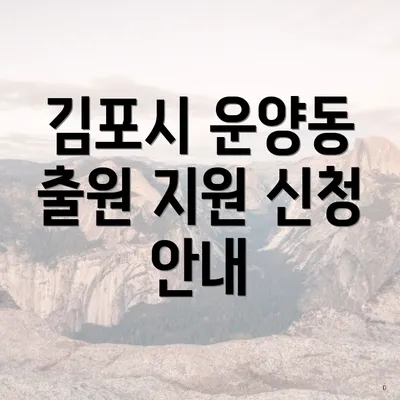 김포시 운양동 출원 지원 신청 안내
