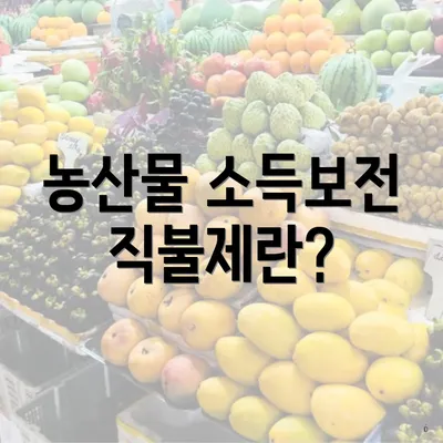 농산물 소득보전 직불제란?