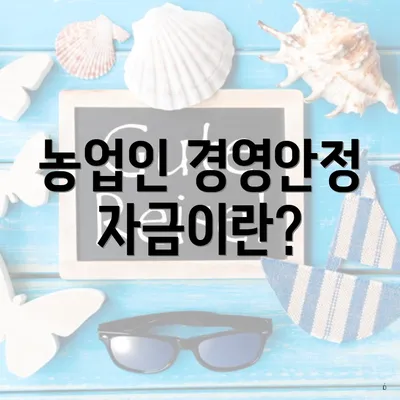 농업인 경영안정자금이란?