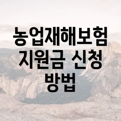 농업재해보험 지원금 신청 방법