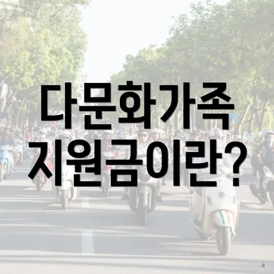 다문화가족 지원금이란?