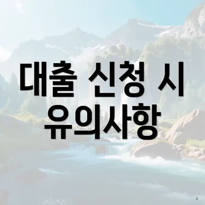 대출 신청 시 유의사항