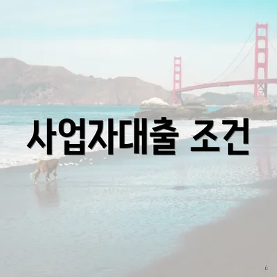 사업자대출 조건